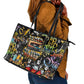 Raised On Hip Hop Leather Tote Bag Graffiti Art Style - African Pride