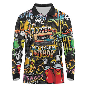 Raised On Hip Hop Long Sleeve Polo Shirt Graffiti Art Style - African Pride