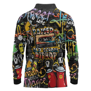 Raised On Hip Hop Long Sleeve Polo Shirt Graffiti Art Style - African Pride