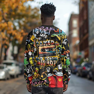 Raised On Hip Hop Long Sleeve Shirt Graffiti Art Style - African Pride