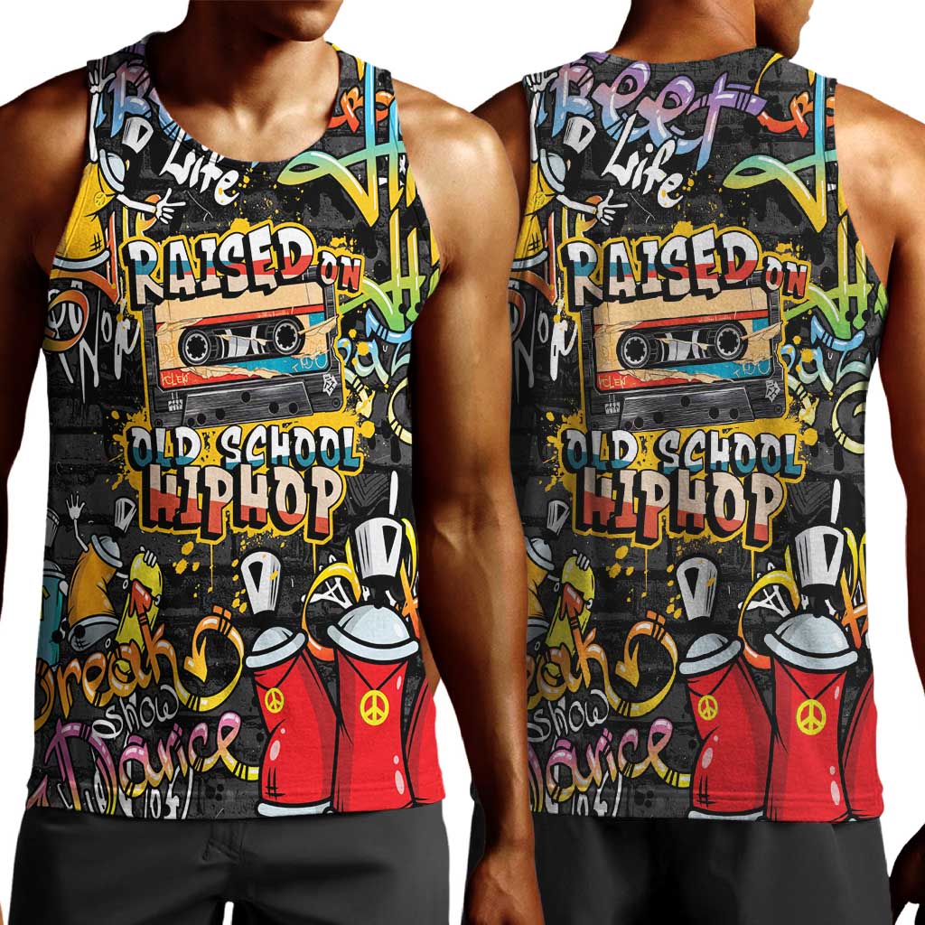 Raised On Hip Hop Men Tank Top Graffiti Art Style - African Pride