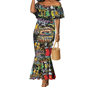 Raised On Hip Hop Mermaid Dress Graffiti Art Style - African Pride