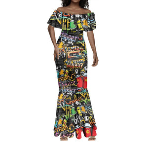 Raised On Hip Hop Mermaid Dress Graffiti Art Style - African Pride