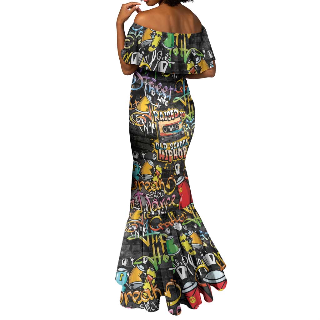 Raised On Hip Hop Mermaid Dress Graffiti Art Style - African Pride