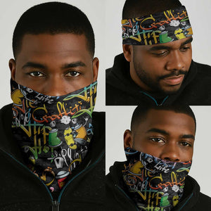 Raised On Hip Hop Neck Gaiter Graffiti Art Style - African Pride