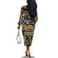 Raised On Hip Hop Off The Shoulder Long Sleeve Dress Graffiti Art Style - African Pride