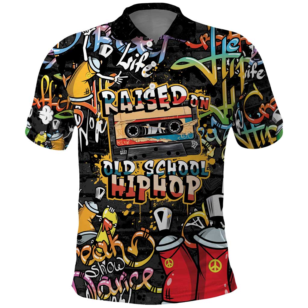 Raised On Hip Hop Polo Shirt Graffiti Art Style - African Pride