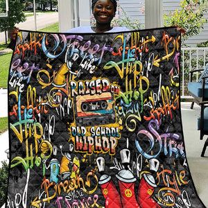 Raised On Hip Hop Quilt Graffiti Art Style - African Pride