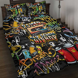Raised On Hip Hop Quilt Bed Set Graffiti Art Style - African Pride
