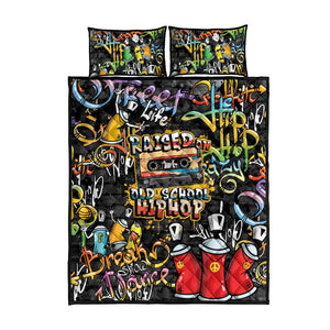 Raised On Hip Hop Quilt Bed Set Graffiti Art Style - African Pride