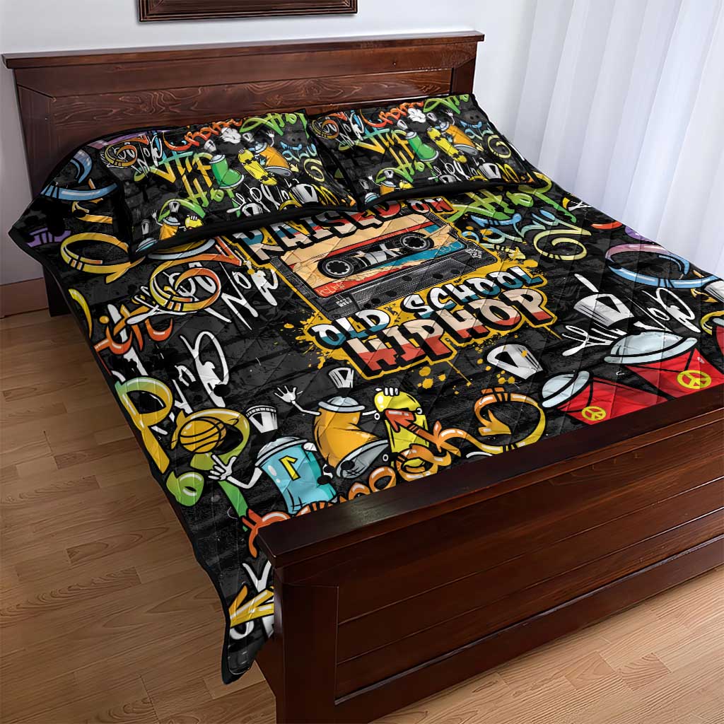 Raised On Hip Hop Quilt Bed Set Graffiti Art Style - African Pride