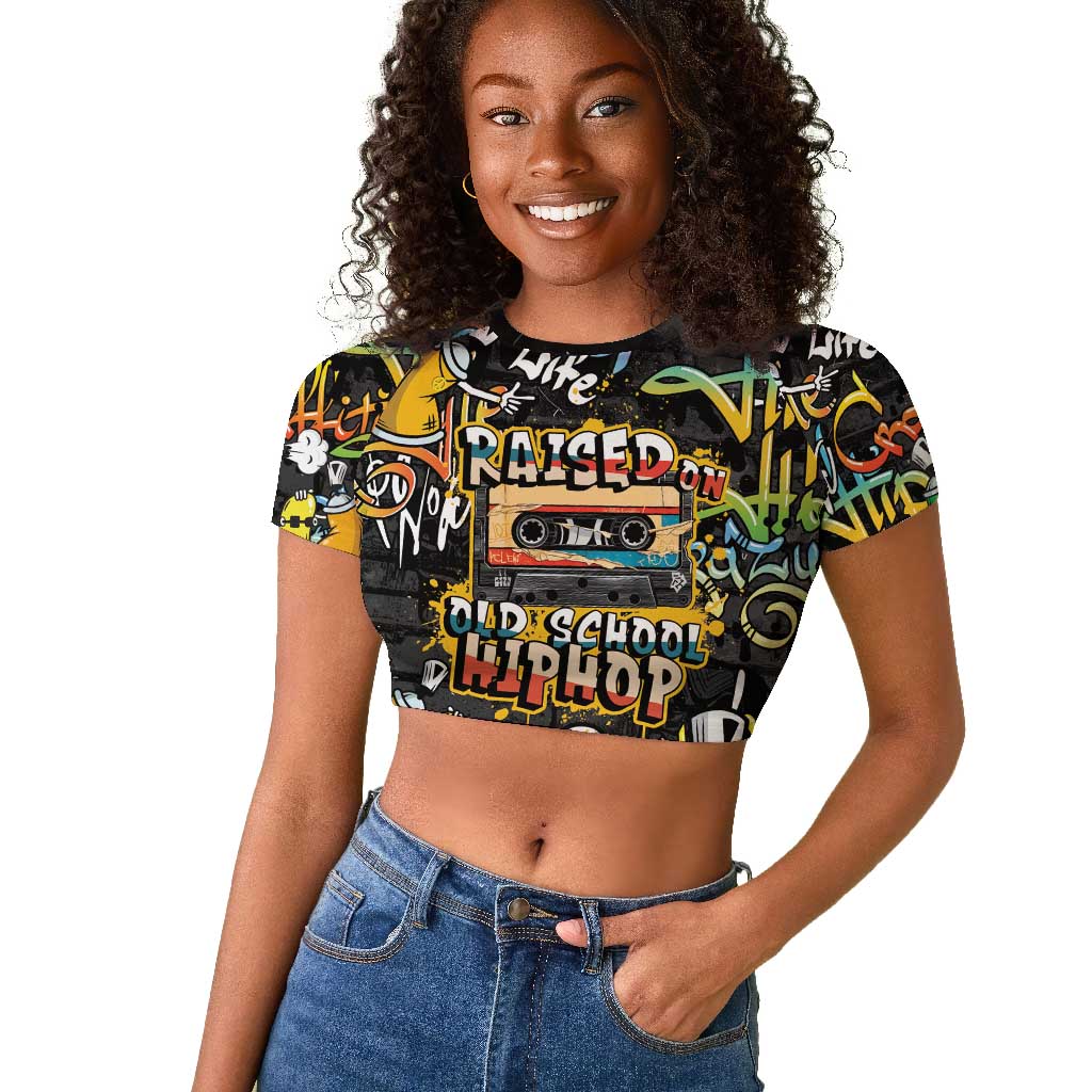 Raised On Hip Hop Raglan Cropped T shirt Graffiti Art Style - African Pride