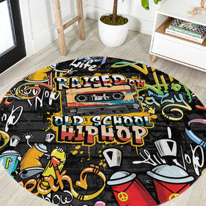 Raised On Hip Hop Round Carpet Graffiti Art Style - African Pride