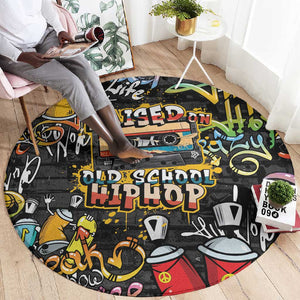 Raised On Hip Hop Round Carpet Graffiti Art Style - African Pride