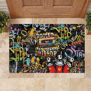 Raised On Hip Hop Rubber Doormat Graffiti Art Style - African Pride