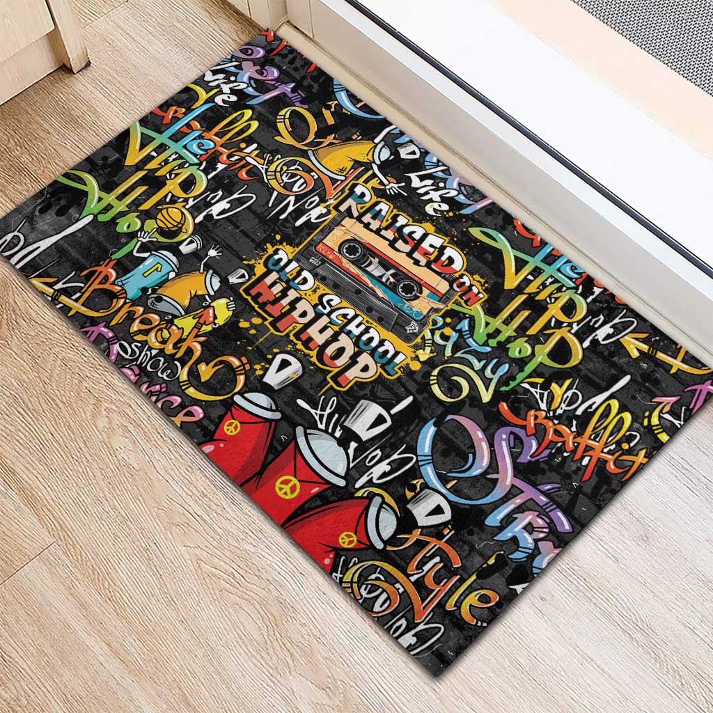 Raised On Hip Hop Rubber Doormat Graffiti Art Style - African Pride