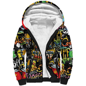 Raised On Hip Hop Sherpa Hoodie Graffiti Art Style - African Pride