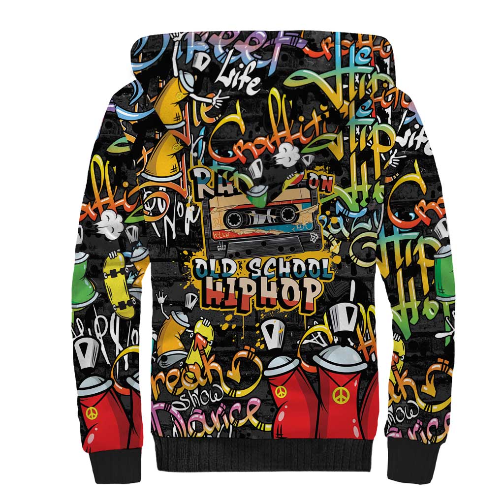 Raised On Hip Hop Sherpa Hoodie Graffiti Art Style - African Pride