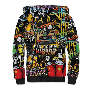 Raised On Hip Hop Sherpa Hoodie Graffiti Art Style - African Pride