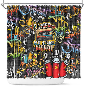 Raised On Hip Hop Shower Curtain Graffiti Art Style - African Pride