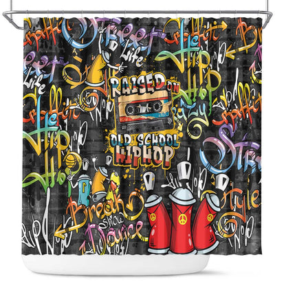 Raised On Hip Hop Shower Curtain Graffiti Art Style - African Pride