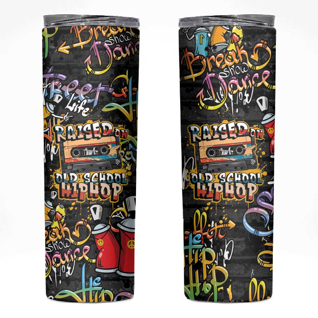 Raised On Hip Hop Skinny Tumbler Graffiti Art Style - African Pride