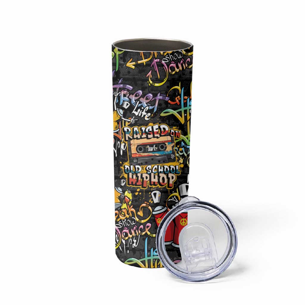 Raised On Hip Hop Skinny Tumbler Graffiti Art Style - African Pride