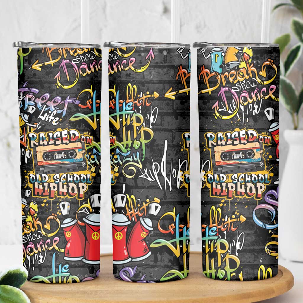 Raised On Hip Hop Skinny Tumbler Graffiti Art Style - African Pride