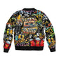 Raised On Hip Hop Sleeve Zip Bomber Jacket Graffiti Art Style - African Pride