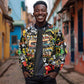 Raised On Hip Hop Sleeve Zip Bomber Jacket Graffiti Art Style - African Pride