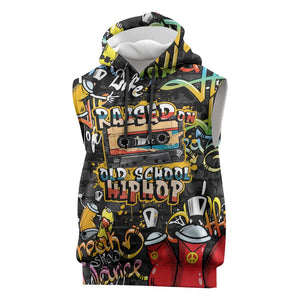 Raised On Hip Hop Sleeveless Hoodie Graffiti Art Style - African Pride