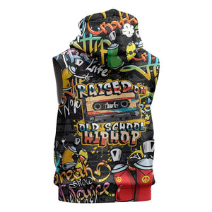 Raised On Hip Hop Sleeveless Hoodie Graffiti Art Style - African Pride