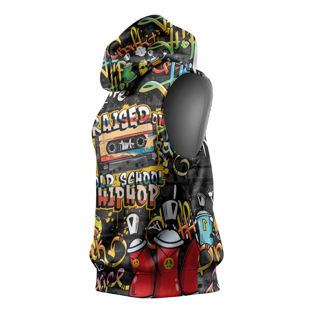 Raised On Hip Hop Sleeveless Hoodie Graffiti Art Style - African Pride