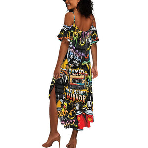 Raised On Hip Hop Summer Maxi Dress Graffiti Art Style - African Pride