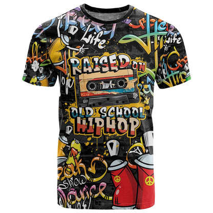 Raised On Hip Hop T shirt Graffiti Art Style - African Pride