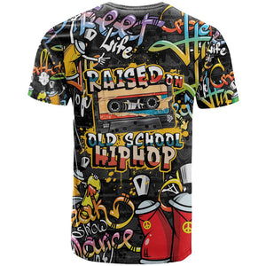Raised On Hip Hop T shirt Graffiti Art Style - African Pride