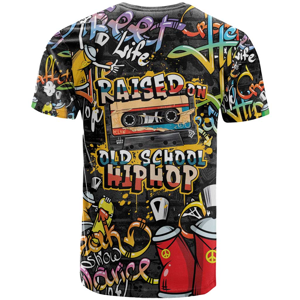 Raised On Hip Hop T shirt Graffiti Art Style - African Pride