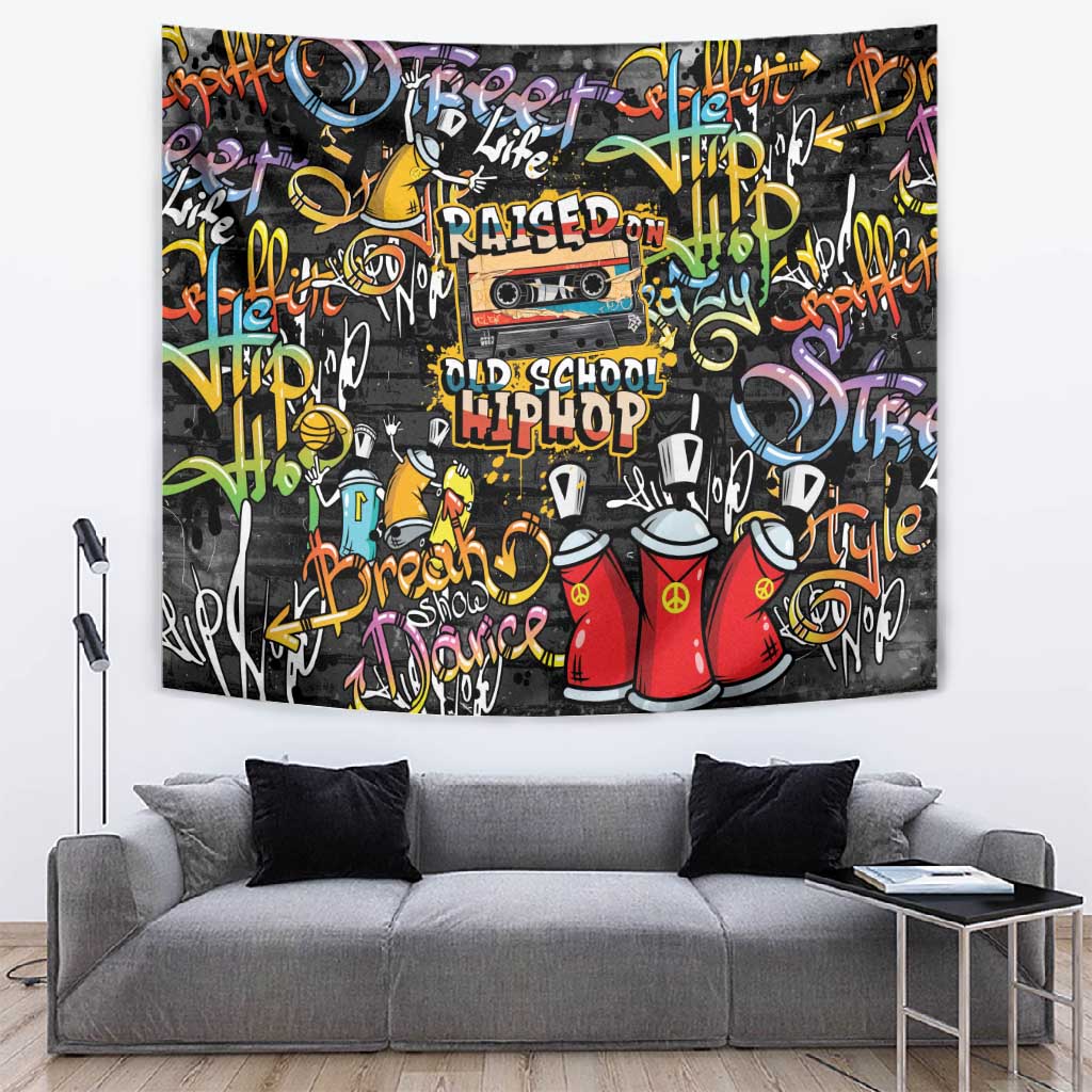 Raised On Hip Hop Tapestry Graffiti Art Style - African Pride