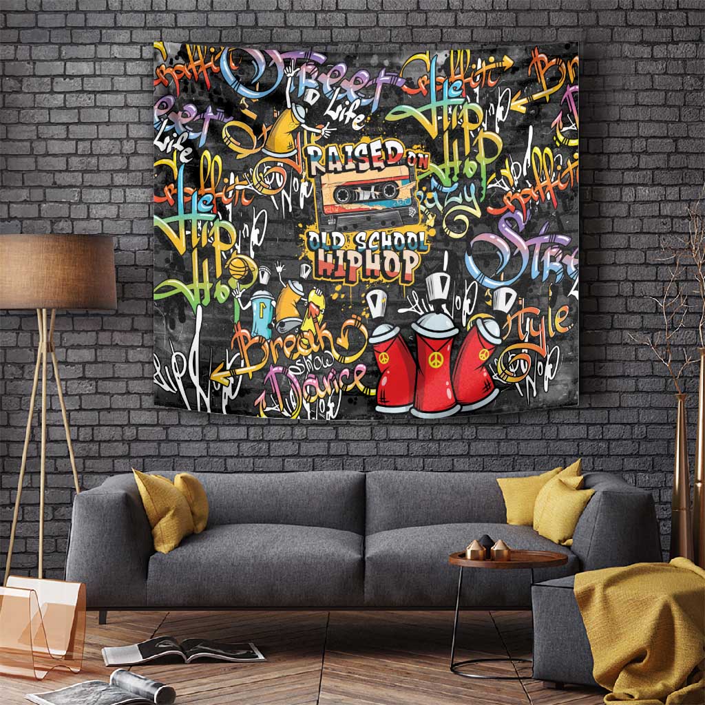 Raised On Hip Hop Tapestry Graffiti Art Style - African Pride