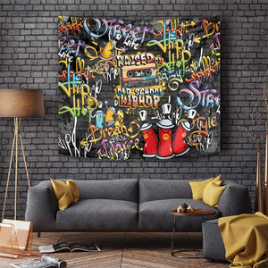 Raised On Hip Hop Tapestry Graffiti Art Style - African Pride