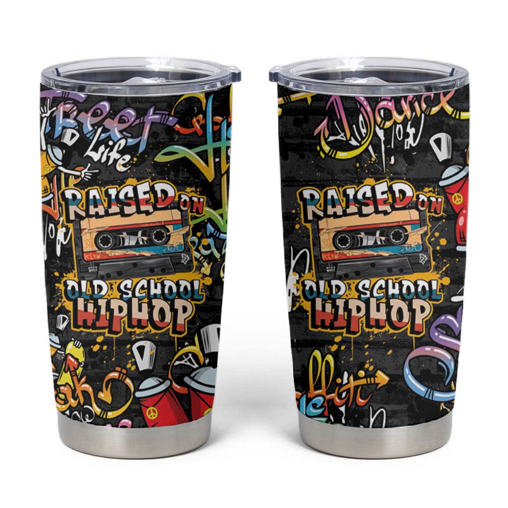 Raised On Hip Hop Tumbler Cup Graffiti Art Style - African Pride