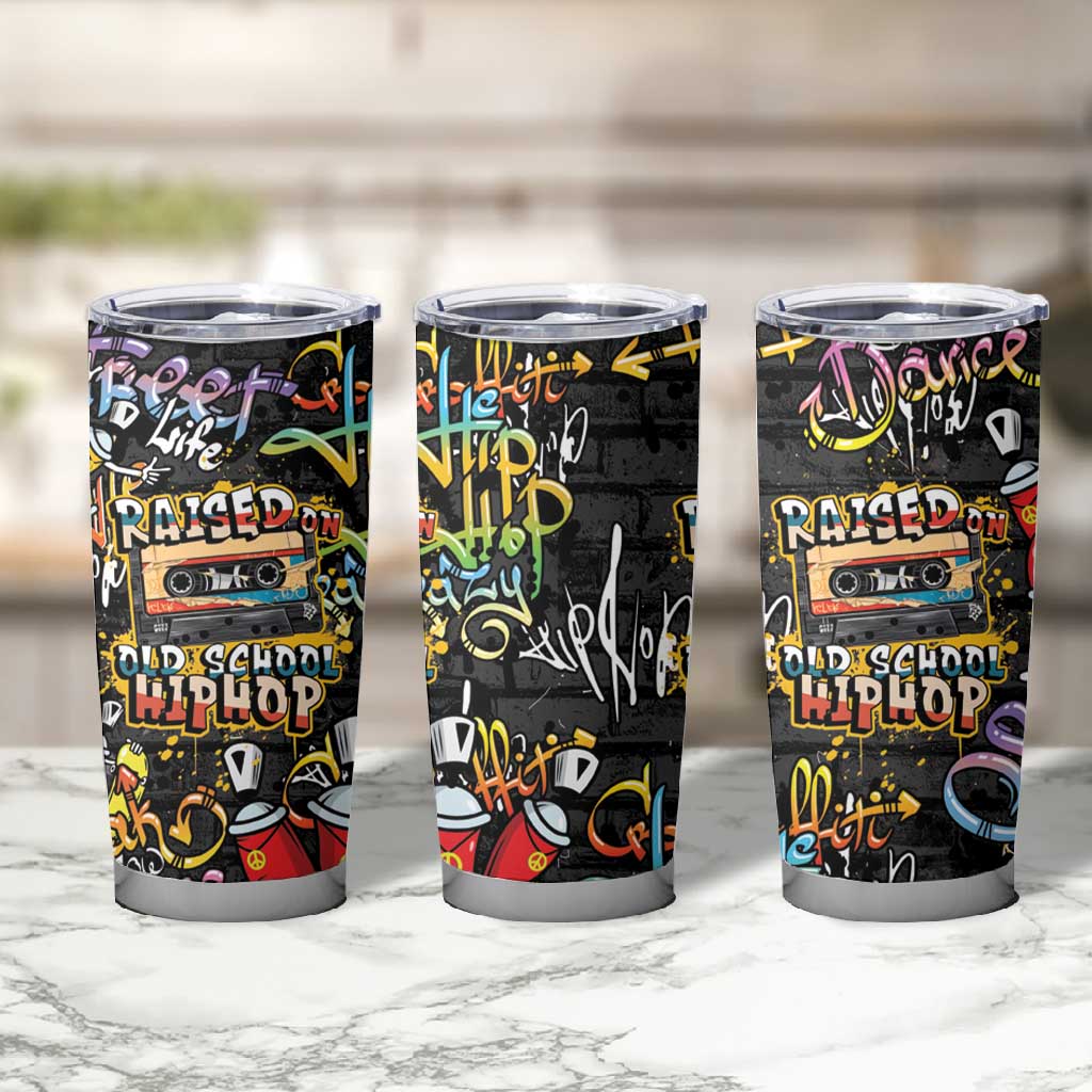 Raised On Hip Hop Tumbler Cup Graffiti Art Style - African Pride