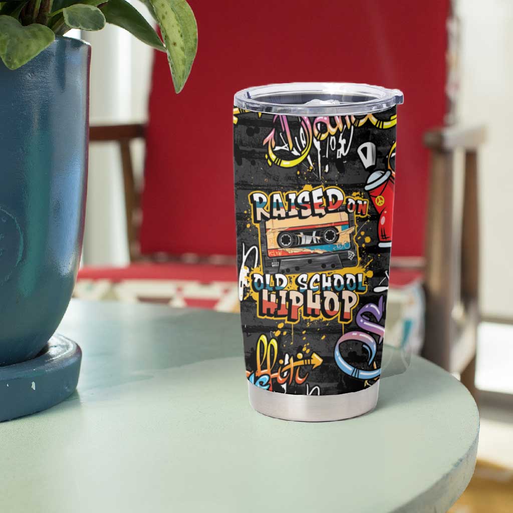 Raised On Hip Hop Tumbler Cup Graffiti Art Style - African Pride