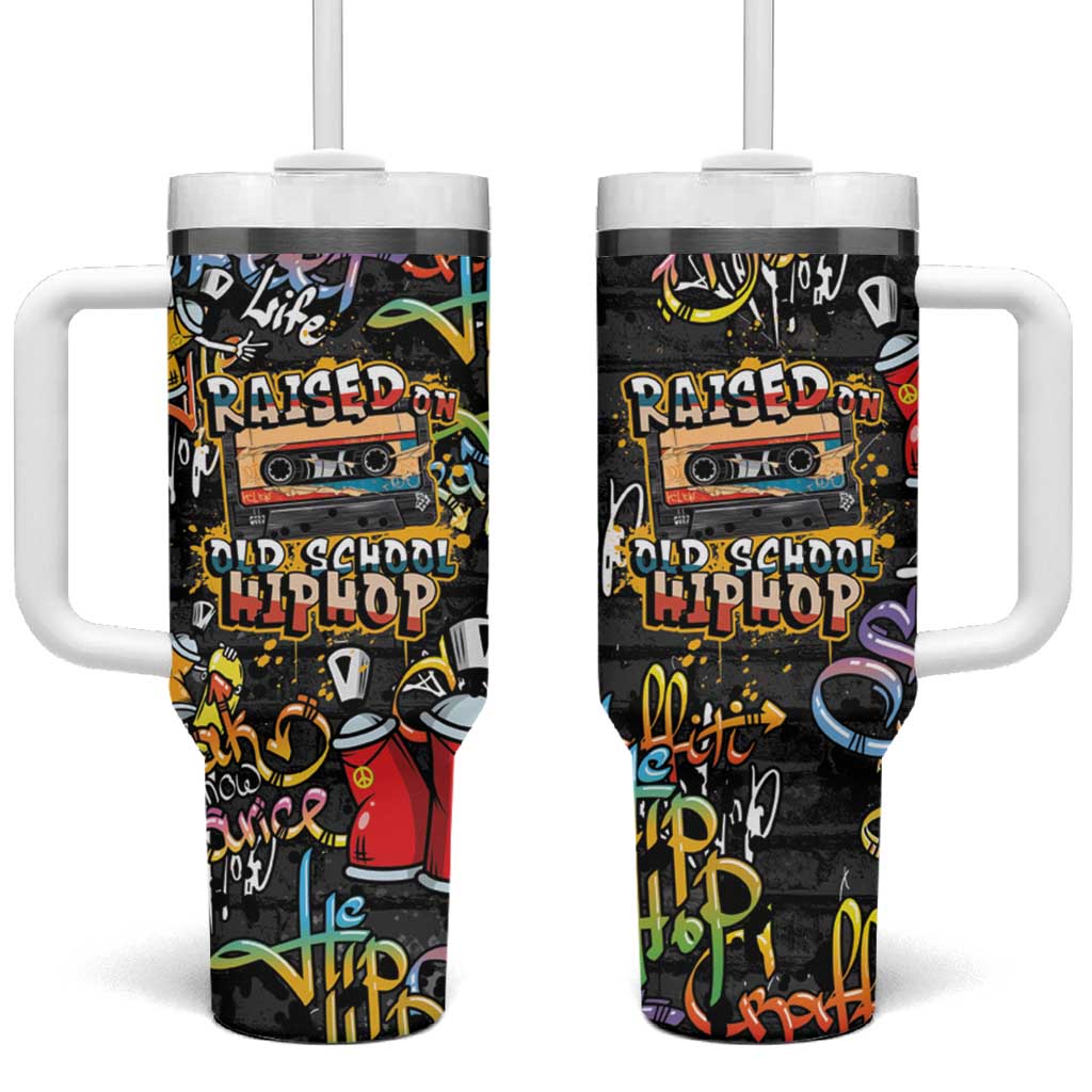 Raised On Hip Hop Tumbler With Handle Graffiti Art Style - African Pride