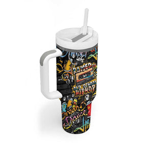 Raised On Hip Hop Tumbler With Handle Graffiti Art Style - African Pride