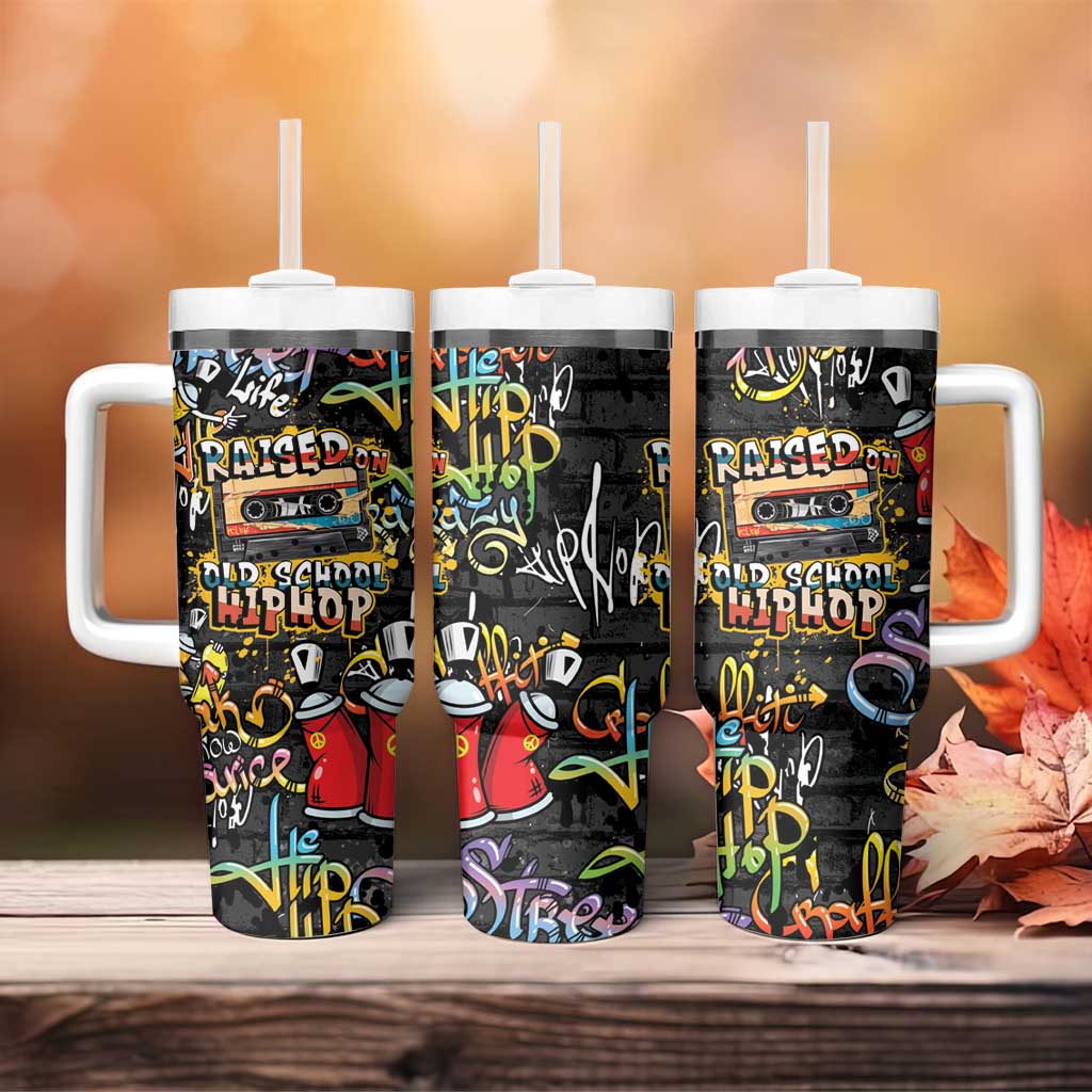 Raised On Hip Hop Tumbler With Handle Graffiti Art Style - African Pride