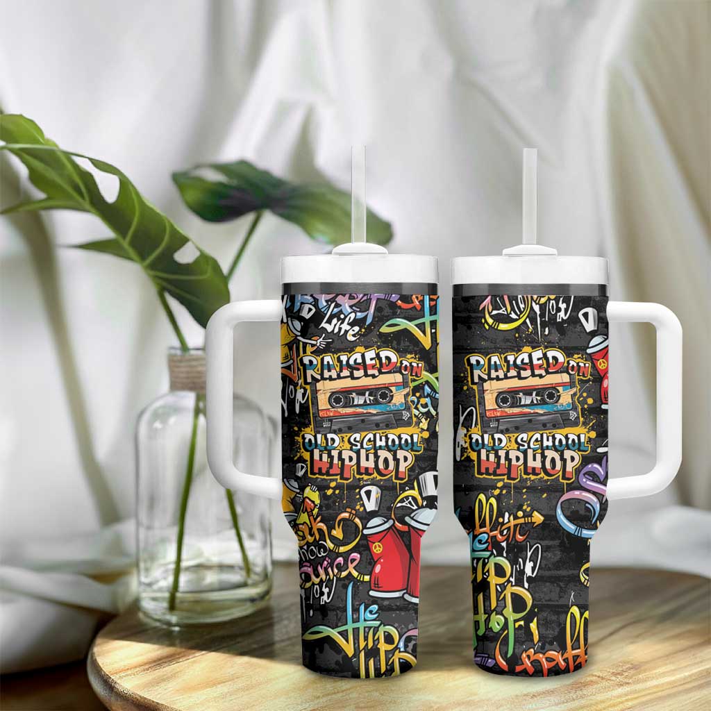 Raised On Hip Hop Tumbler With Handle Graffiti Art Style - African Pride
