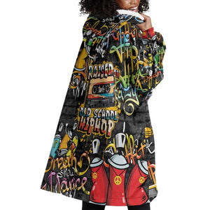 Raised On Hip Hop Wearable Blanket Hoodie Graffiti Art Style - African Pride