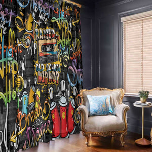 Raised On Hip Hop Window Curtain Graffiti Art Style - African Pride