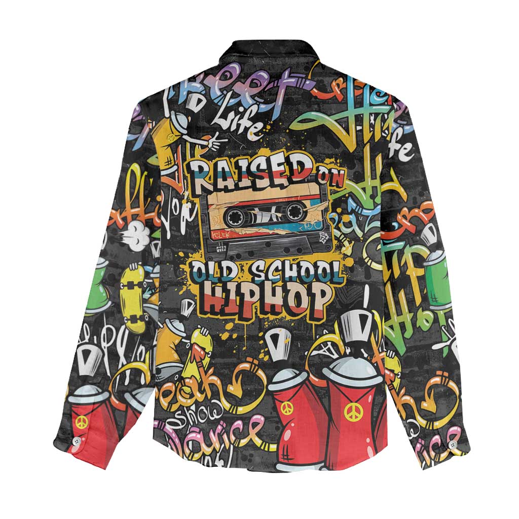 Raised On Hip Hop Women Casual Shirt Graffiti Art Style - African Pride